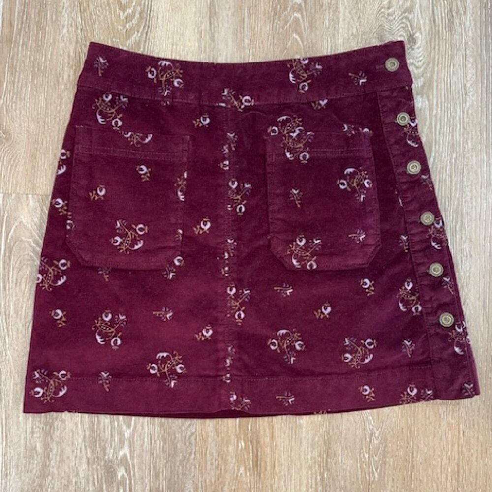 Free People Printed Velvet Mini Skirt with Side Buttons